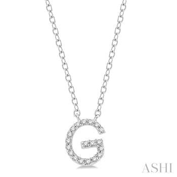 10K White Gold Diamond Initial "G" Necklace- 0.06 Carat tw